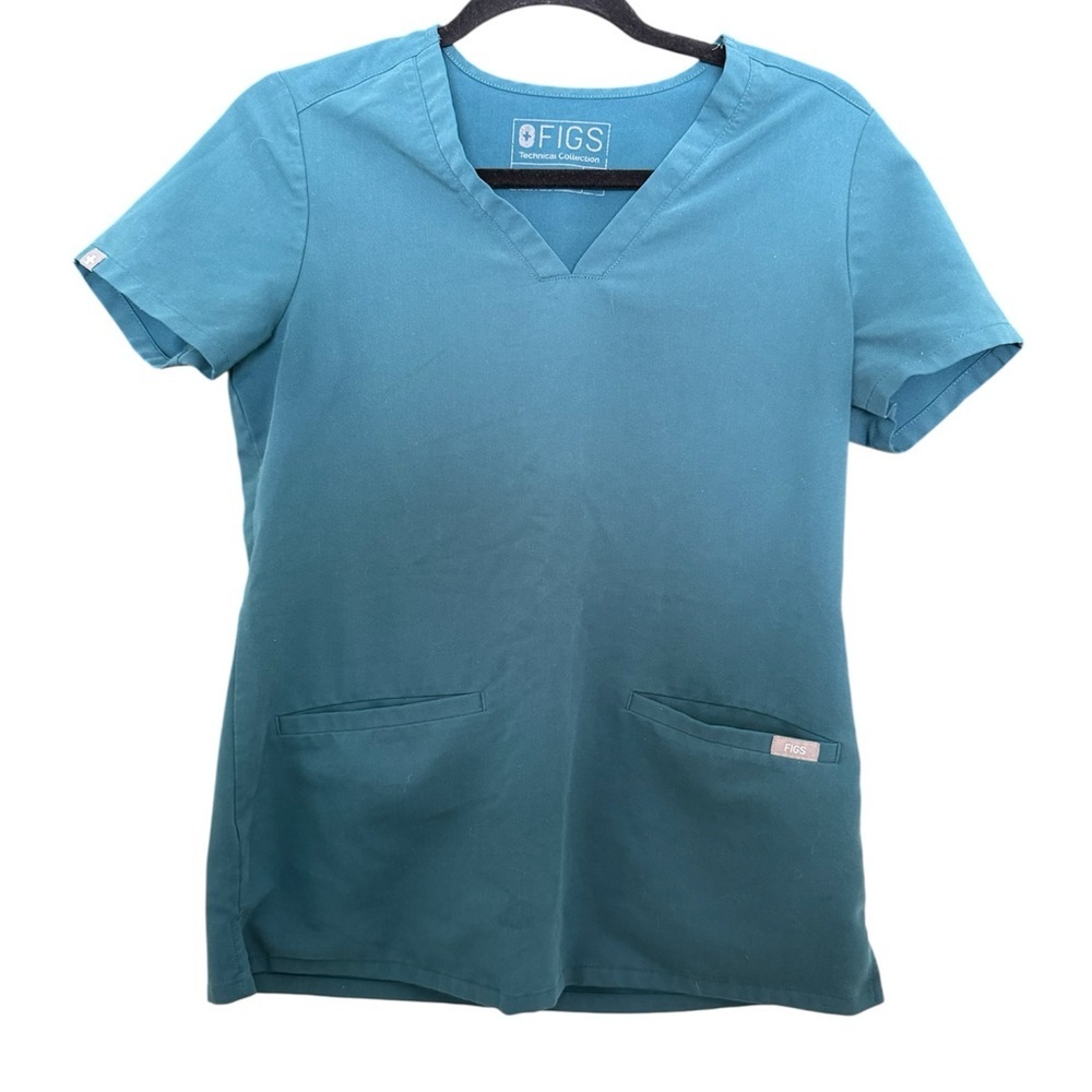 FIGS Casma Three-Pocket Scrub Top Caribbean Blue XS - Picture 2 of 4